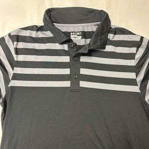 Men’s Gray Striped Under Armour Polyester Polo Size L Large